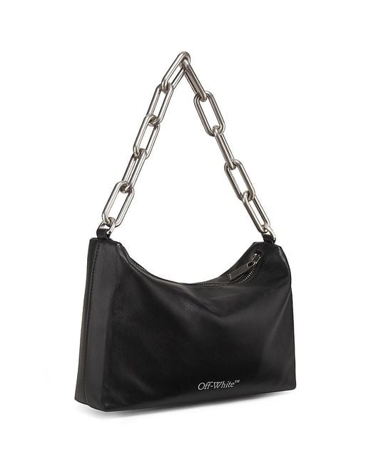 Off-White c/o Virgil Abloh Black Block Pouch Quote Leather Shoulder Bag