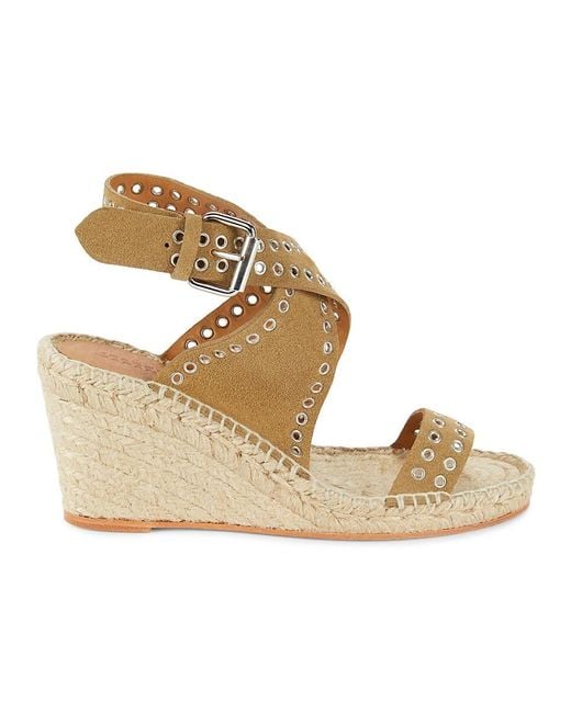 Isabel Marant Metallic Iriane 76mm Suede Espadrille Wedge Sandals