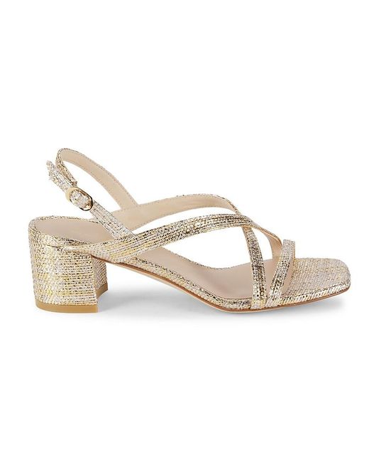 Stuart Weitzman Natural Oasis 50Mm Metallic Raffia Sandals