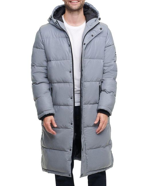 DKNY Classic Fit Quilted Parka Jacket in Gray for Men | Lyst