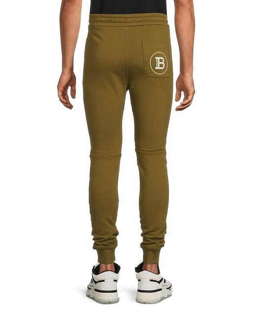 Balmain Green Drawstring Logo Joggers for men