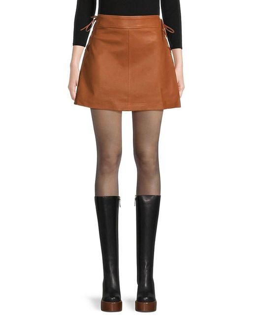 Derek Lam Brown Gina Leather Mini Skirt