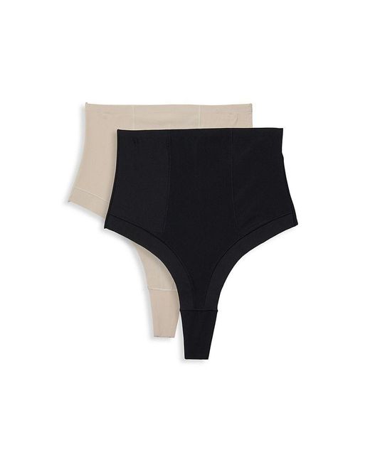 Ava & Aiden 2pack Control Top Thongs in Black Lyst