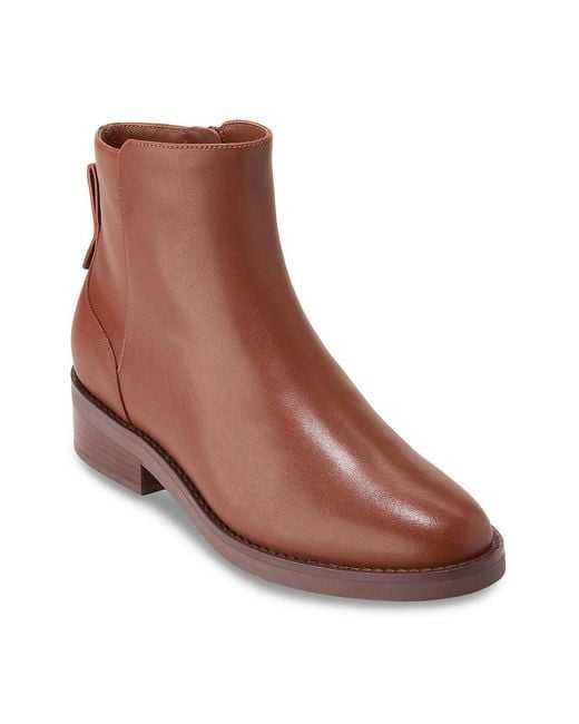 Cole Haan Brown Leather Pointed-Toe Ankle Booties