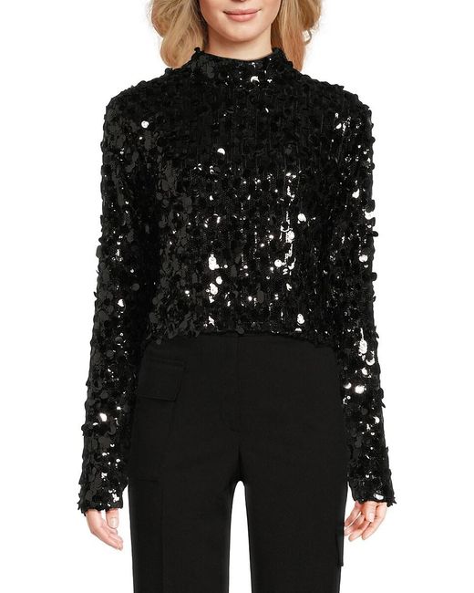 DKNY Black Sequin Embellished Top