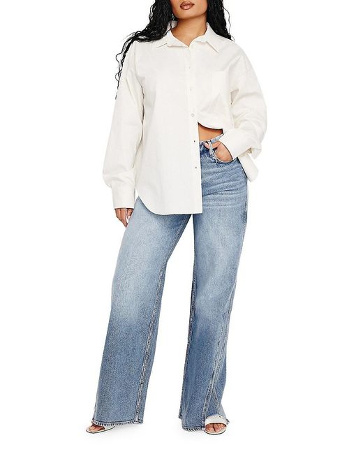 GOOD AMERICAN White Poplin Oversized Shirt