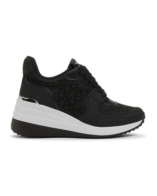 DKNY Black Kamay Monogram Platform Sneakers