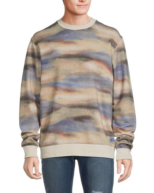Scotch & Soda Gray Blurred Landscape Crewneck Sweatshirt for men