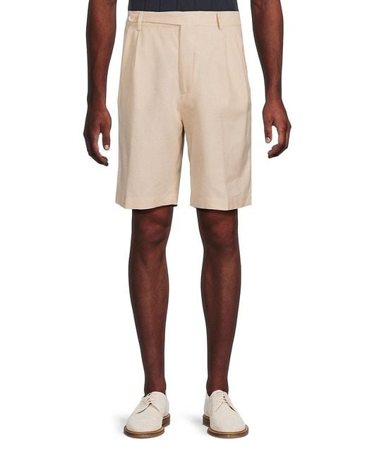 Brunello Cucinelli Natural Linen & Wool Tailored Shorts for men