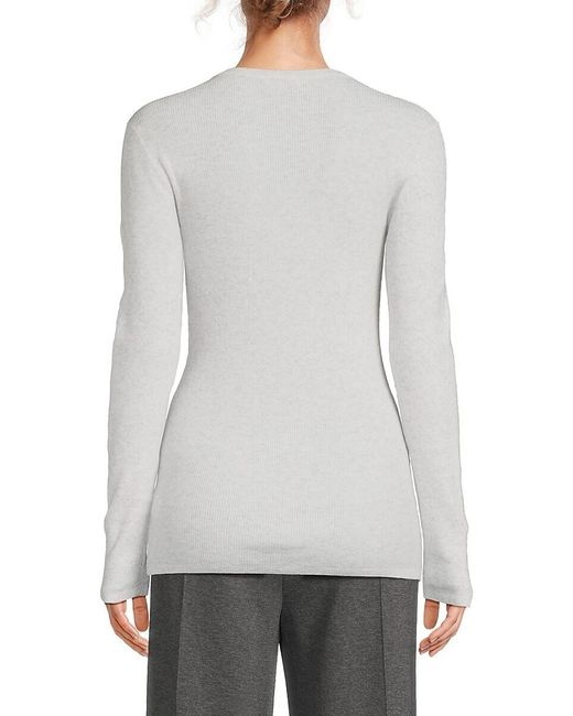 Brunello Cucinelli Gray Rib-Knit Cashmere-Blend Sweater