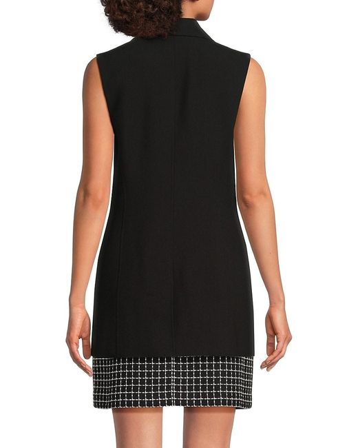 Karl Lagerfeld Black Double-Breasted Notch Lapel Vest