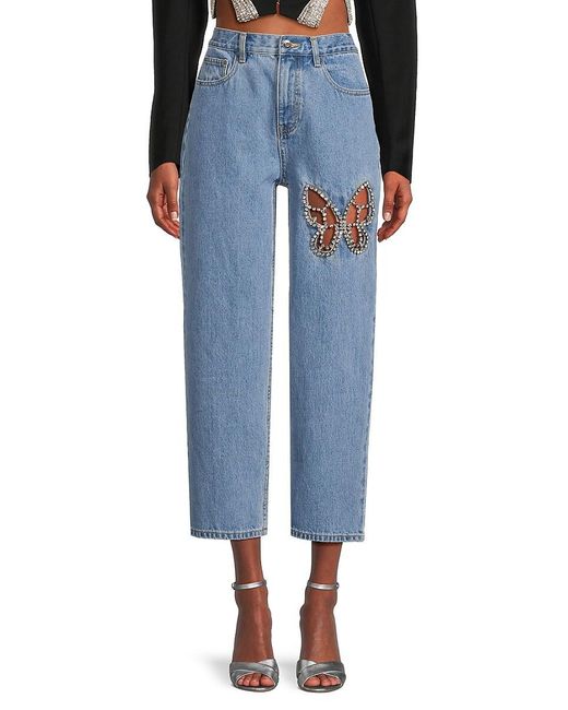 Area Blue Butterfly Wide Leg Jeans