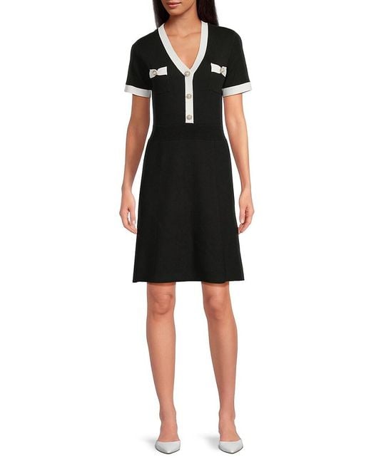 Karl Lagerfeld Black Contrast-trim Sweater Minidress