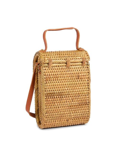 Collection 18 White Weave Rattan Phone Crossbody Bag