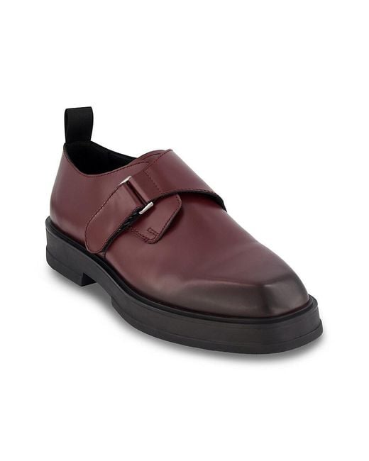 Karl Lagerfeld Brown Leather Monk Strap Shoes for men