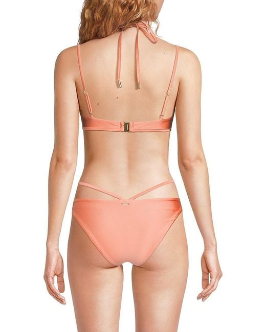 Jonathan Simkhai Pink Harlen Satin Triangle Bikini Top