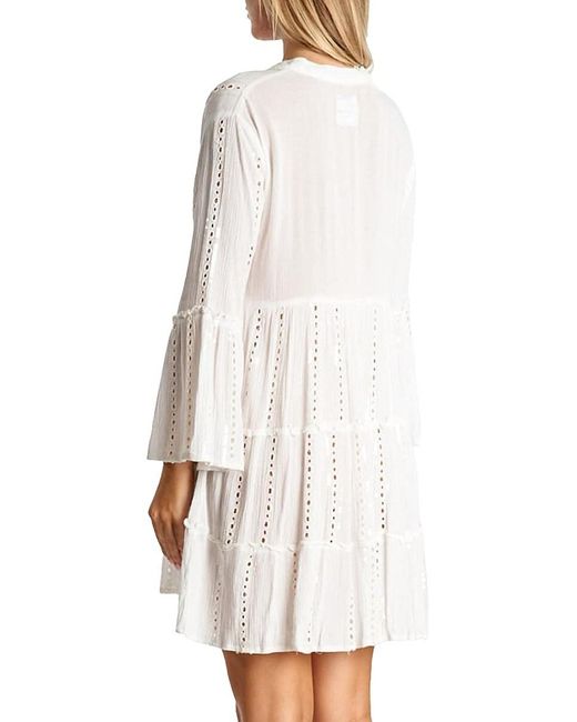 La Moda Clothing White Eyelet Tassel Cover-Up Dress