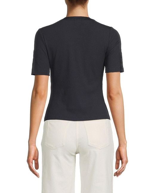 10 Crosby Derek Lam Blue Adrian Button-detail V-neck Top
