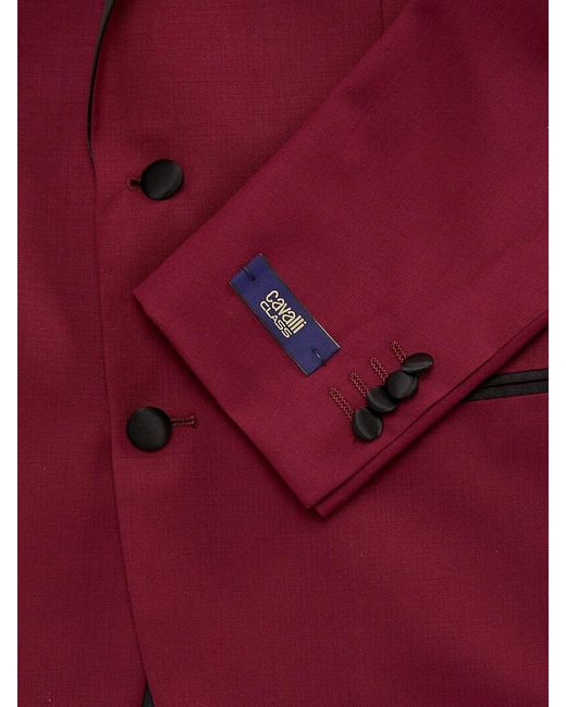 Class Roberto Cavalli Red Solid Dinner Jacket for men
