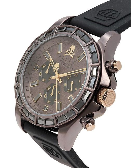 Philipp Plein Gray Nobile Racing 43mm Brown Ip Stainless Steel & Silicone Strap Watch for men