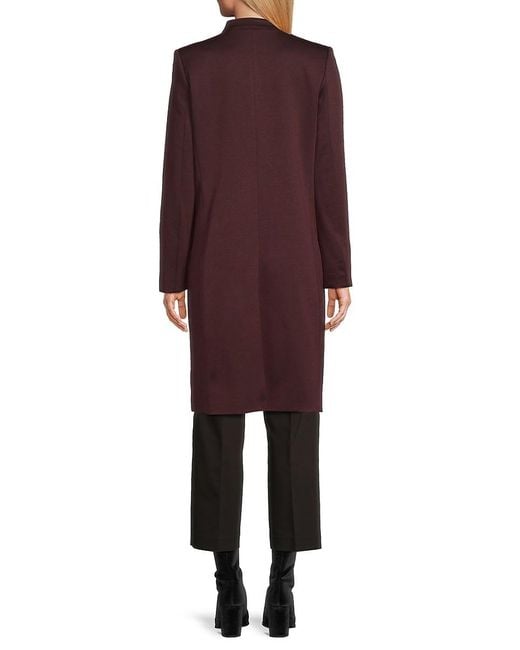 Halston Collarless Longline Coat in Red Lyst UK