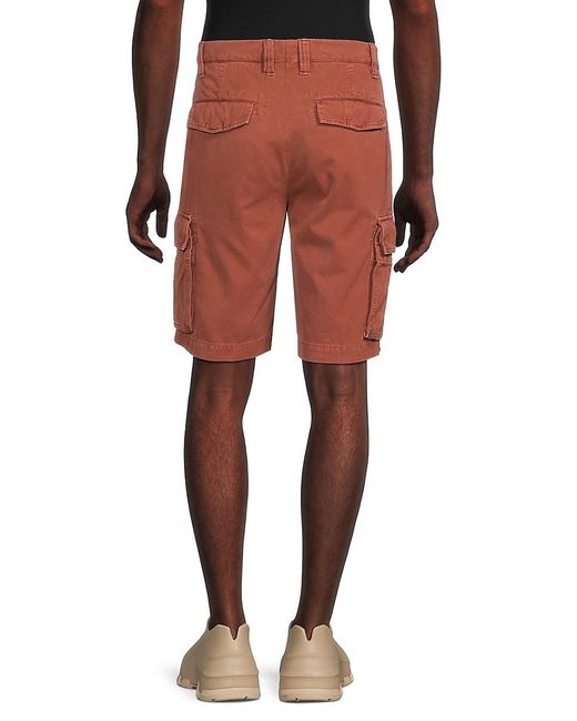 Brunello Cucinelli Red Flat Front Cargo Bermuda Shorts for men