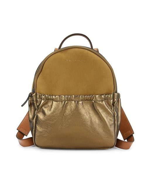 Brunello Cucinelli Metallic Leather Backpack in Natural Lyst