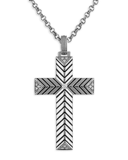 Esquire Metallic Ip Sterling & 0.1 Tcw Diamond Cross Pendant Necklace for men