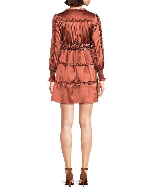 O.P.T Red O. P.T Tianna Ruffled Smocked Mini Dress