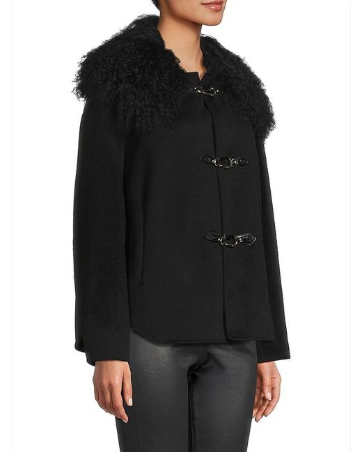 Kobi Halperin Black Esme Double-Face Wool Short Coat