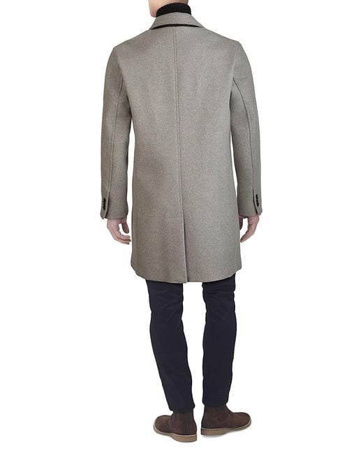 Cole Haan Gray Stretch-Wool Topcoat for men