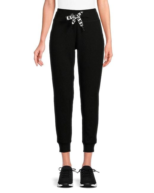 DKNY Black Solid Cropped Joggers