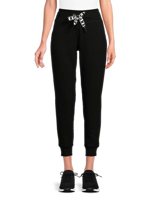 DKNY Black Solid Cropped Joggers