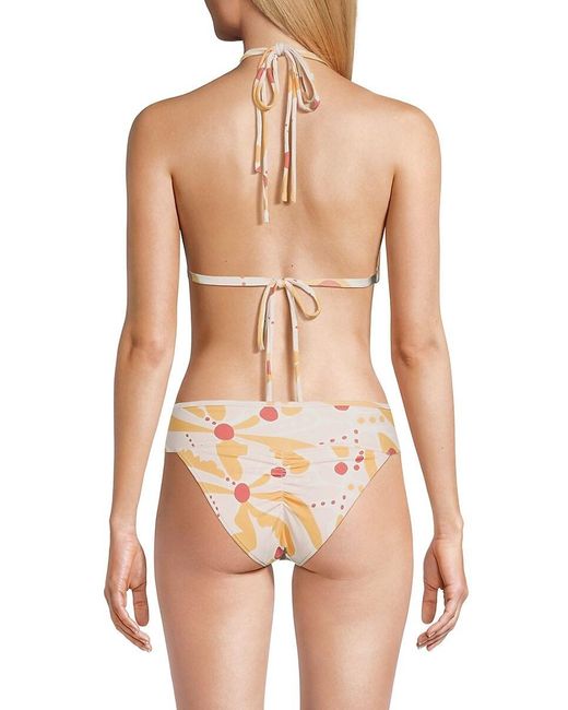 Montce Natural Palmas Print Tie Bikini Top