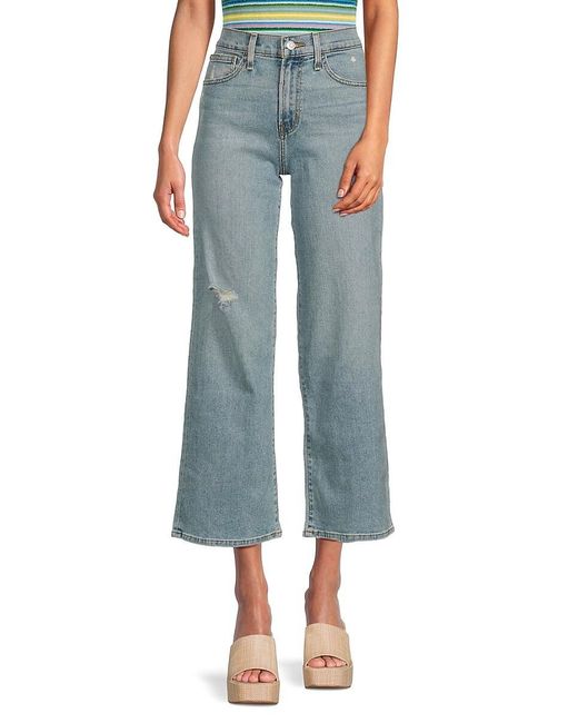 Hudson Blue Rosalie High Rise Cropped Wide Leg Jeans