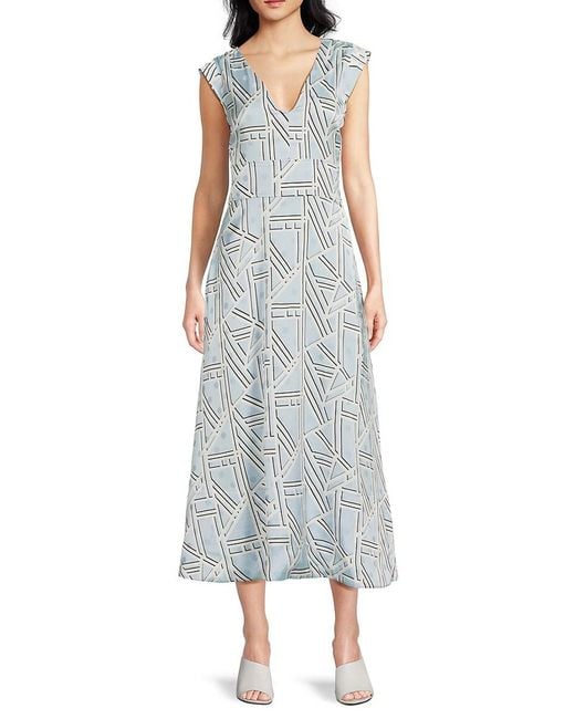 Karl Lagerfeld Multicolor Geometric Print Midi Dress