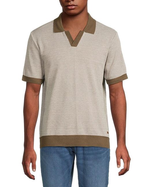 Buffalo David Bitton Gray Weesley Zig-zag Pattern Polo Shirt for men