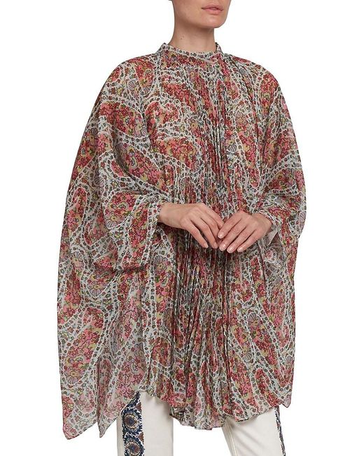 Etro Brown Floral Paisley Poncho