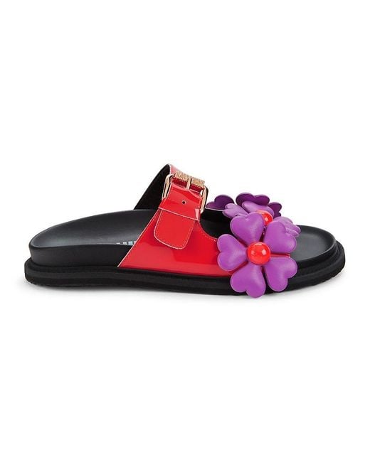 Moschino Couture ! Floral Flat Sandals in Red