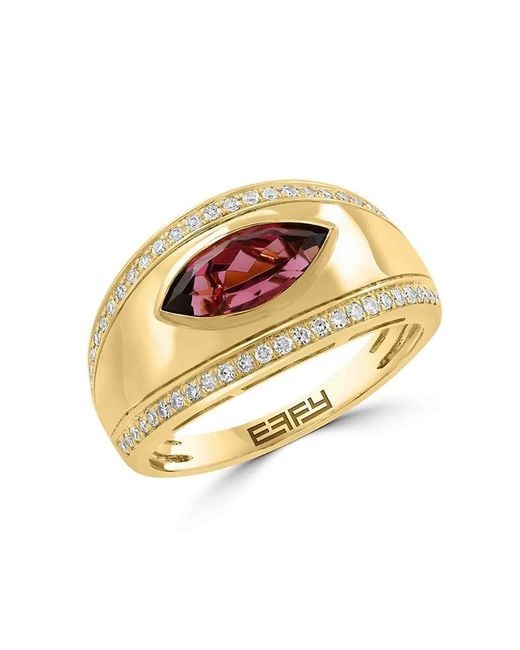 Effy Metallic 14K, Rhodolite & Diamond Ring