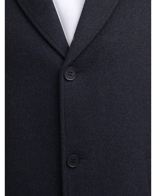 Cole Haan Black Wool-blend Notch Collar Coat for men