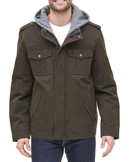 Levi's Gray Faux Shearling Lined Bib Utility Jacket for men