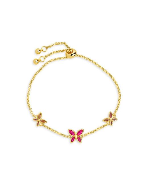 Sterling Forever Metallic Caria 14K Goldplated & Cubic Zirconia Butterfly Bolo Bracelet