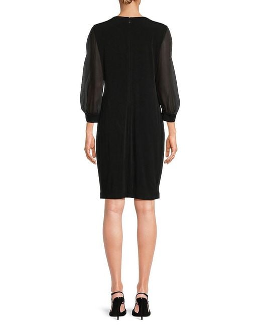Calvin Klein Black Puff Sleeve Sheath Dress