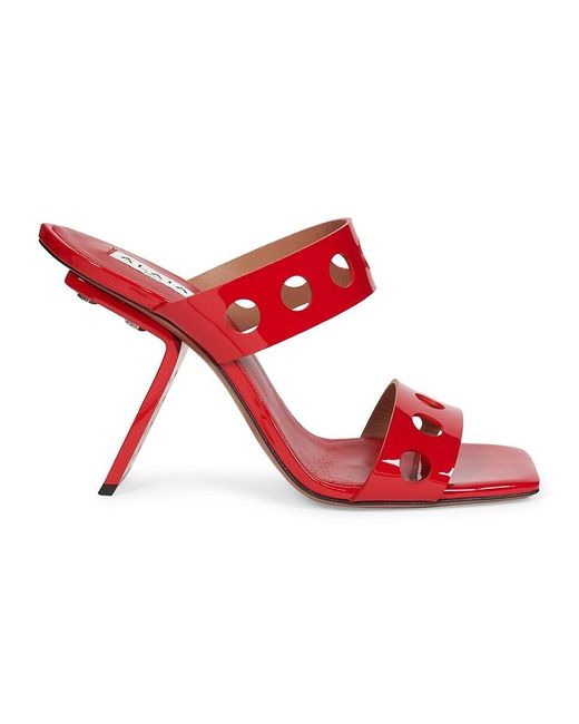 Alaïa Red Perforated Patent Leather Mules