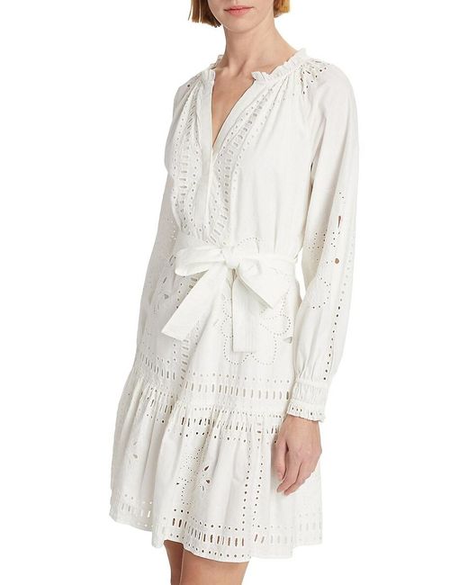 Rails White Saylor Cotton Eyelet Tie-Waist Minidress