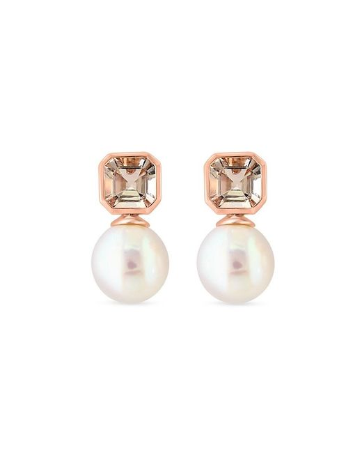 Effy White 14k Rose Gold, 9mm Freshwater Pearl & Morganite Drop Earrings