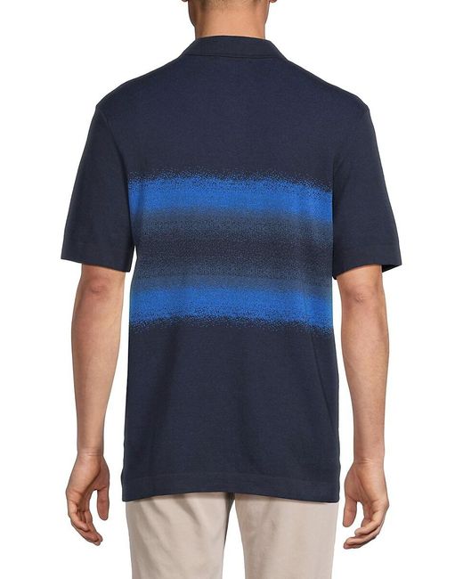 Bugatchi Blue Short-sleeve 3-button Polo Sweater for men