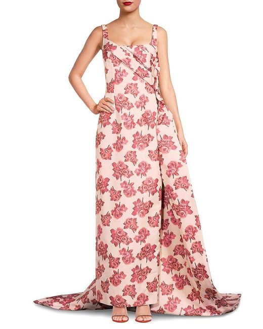 Emilia Wickstead Pink Asha Floral Pleated Gown