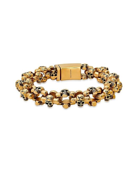 Anthony Jacobs Metallic Stainless Steel Skull Link Bracelet for men